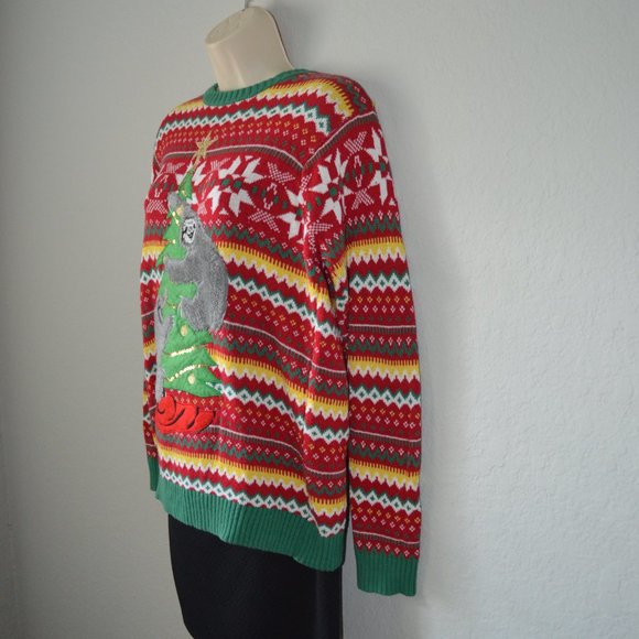 Sz S 33 Degrees Unisex Sloth Fair Isle Christmas Sweater - Picture 6 of 9
